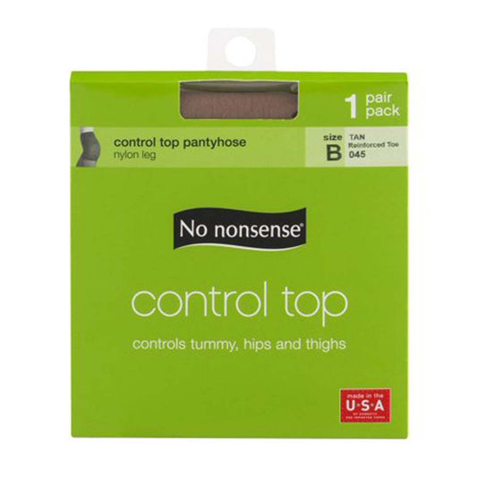 NO NOSENSE CONTROL TOP PANTYHOSE 1 PAIR SIZE B TAN