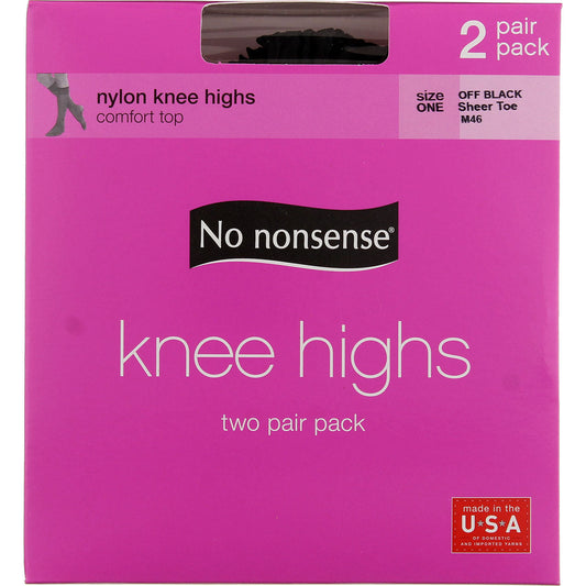 Knee Highs - 2 pair pk SIZE ONE/OFF BLAC