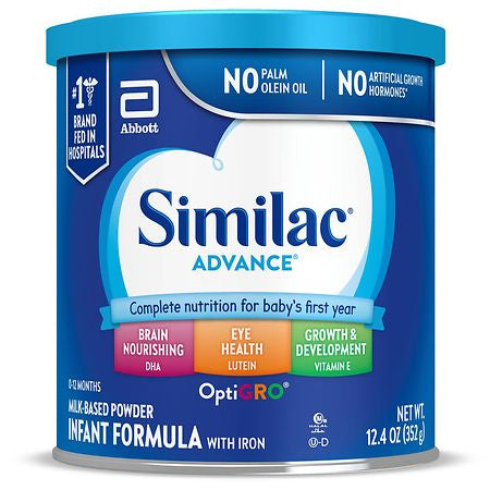 SIMILAC ADVANCE OPTIGRO INFANT FORMULA WITH IRON 0-12 MONTHS 12.4 OZ