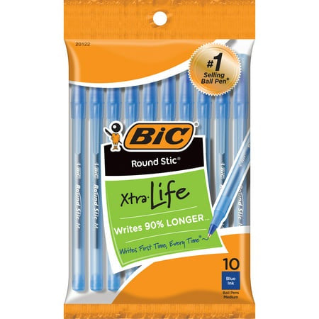 BALL PEN ROUND STIC - BLUE -BIC 10/PK