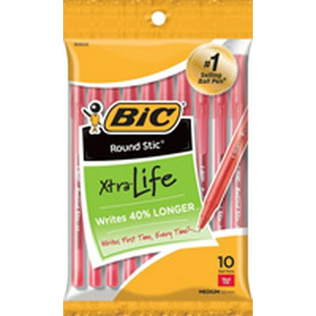 BIC PENS ROUND STIC 10 PK RED