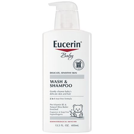 EUCERIN BABY WASH & SHAMPOO TEAR FREE FORM. 13.5 OZ