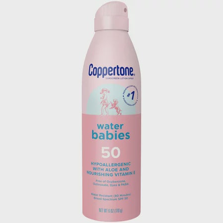 COPPERTONE WATER BABIES 50 HYPOALLERGENIC WITH ALOE AND VITAMIN E 6 OZ