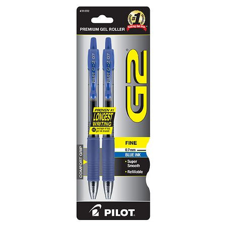 PILOT G2 PREMIUM BLUE GEL PEN 2 COUNT