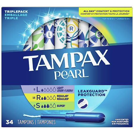 TAMPAX PEARL TRIPLE PACK 34 TAMPONS