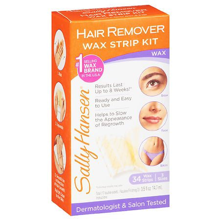 SALLY HANSEN HAIR REMOVER WAX STRIP KIT FACE & BIKINI 34 CT