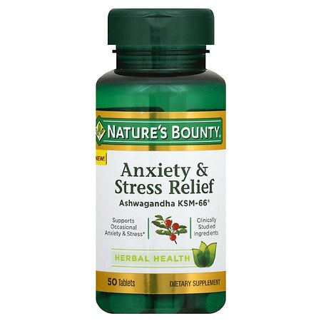 Nature's Bounty Anxiety & Stress Relief With Ashwagandha, Tablets, 50 Ct