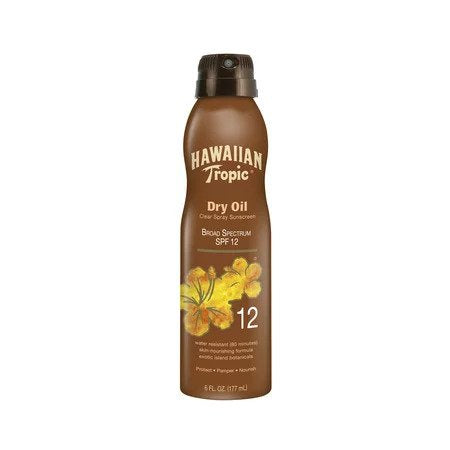 HAWAIIAN TROPIC DRY OIL CLEAR SPRAY SUNSCREEN SPF-12 SPRAY  5.5OZ