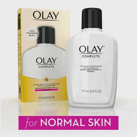 OLAY COMPLETE MOISTURIZER WITH SUNSCREEN 15 NORMAL WITH VITAMIN E7 B3 & C 6.0 OZ