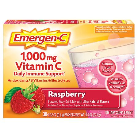 EMERGEN-C 1000 MG VITAMIN C RASPBERRY FLAVOR 30 CT