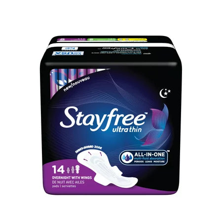 STAYFREE ULTRA THIN OVERNIGHT WITH WINGS 14CT