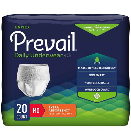 PREVAIL DAILY UNDERWEAR UNISEX EXTRA ABSORBENCY MEDIUM  20 CT