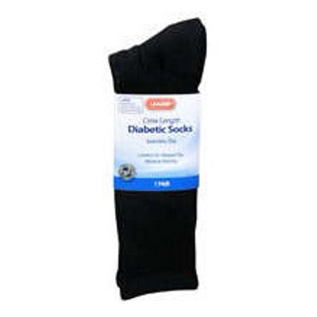 LEADER DIABETIC SOCKS CREW LARGE BLACK