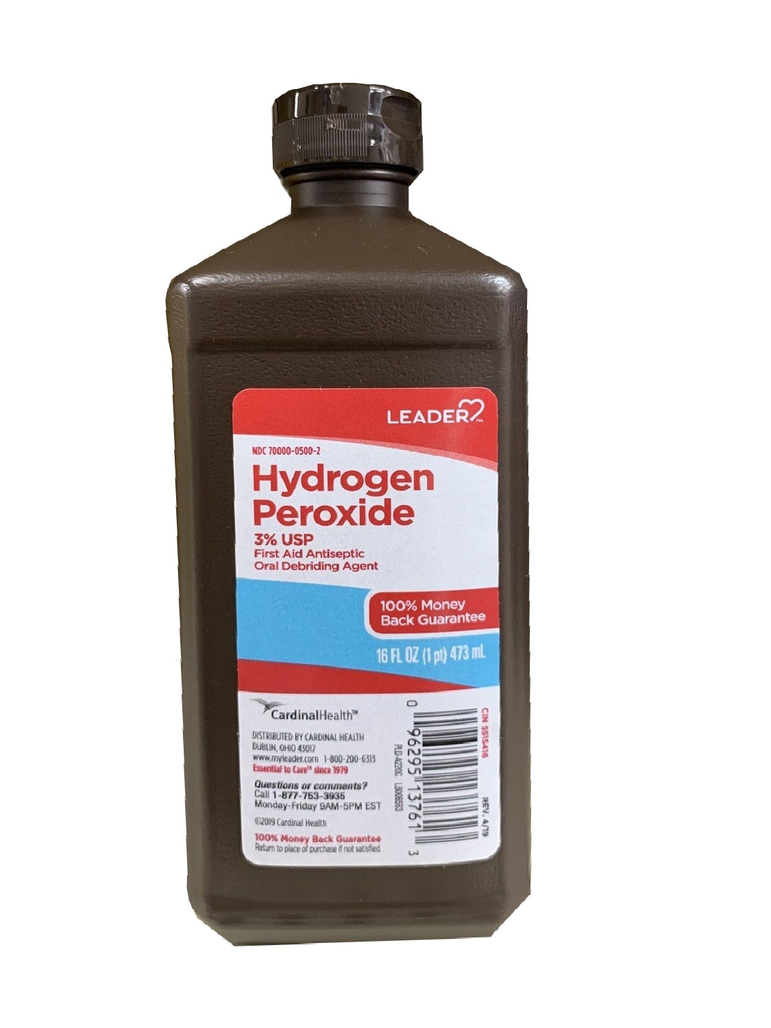 Hydrogen Peroxide 3% Solution First Aid Antiseptic (16oz) - LEADER