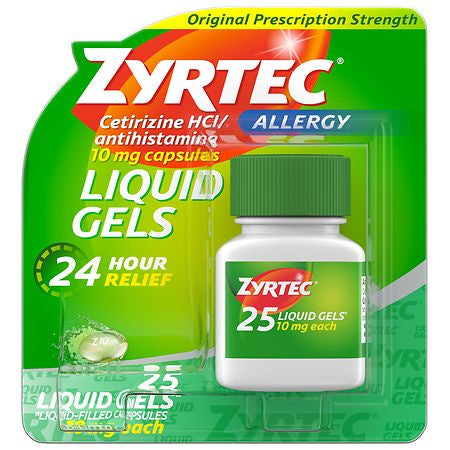 ZYRTEC ALLERGY 10mg 25 LIQUID GELS