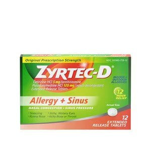 ZYRTEC-D  ALLERGY+CONGE 12HR 12TABLETS