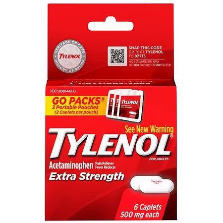 TYLENOL CAPLETD EXTRA STRENGTH 6