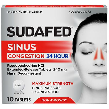 SUDAFED SINUS CONGESTION 24 HOUR 10 TABLETS