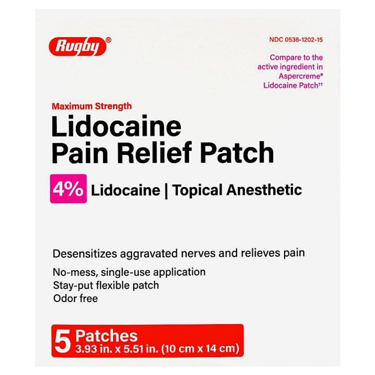 Lidocaine pain relief patch 4% - 5ct