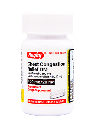 RUBGY CHEST CONGESTION DM GUAIFENESIN 400MG DEXTROMETHIRPHAN 20MG 60 CT