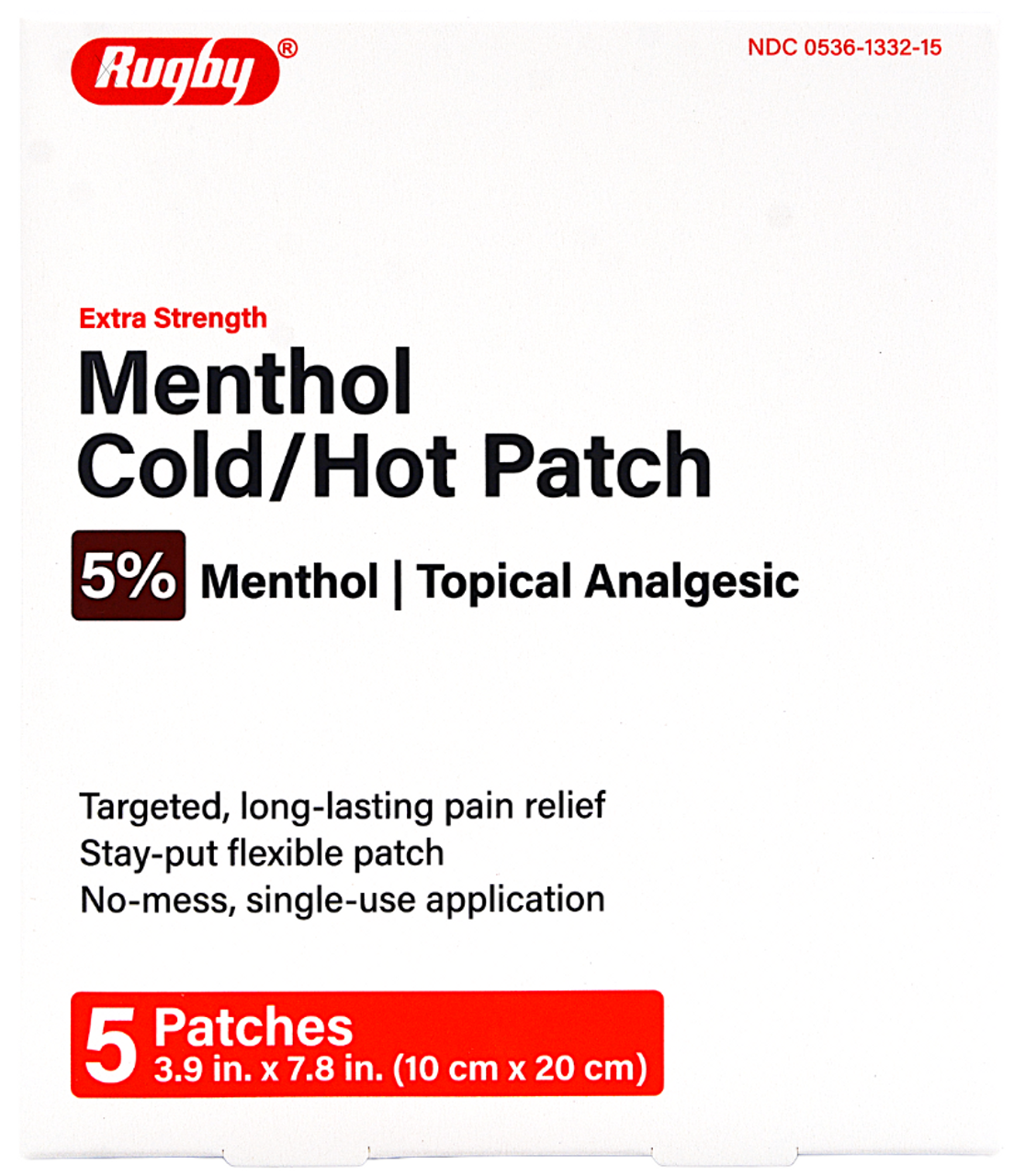 RUGBY MENTHOL COLD / HOT PACH 5%  5 CT