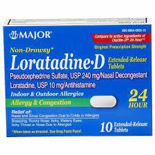 MAJOR LORATADINE -D 24 HOURS ALLERGY RELLIEF  10CT