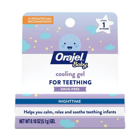 BABY ORAJEL NON-MEDICATED COOLING GEL FOR TEETHING BENZOCAINE FREE NIGHTIME 0.18OZ