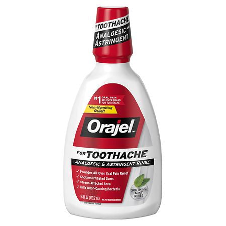 ORAGEL 2X TOOTHACHE RINSE  MINT 16 OZ