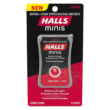 HALLS MINIS 24  DROPS CHERRY