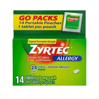 ZYRTEC  GO PACKS 10MG TABLETS - 14C