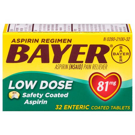 BAYER 81 MG ENTERIC COATED TABLETS - 32 CT