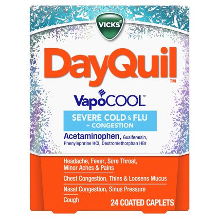 DAYQUIL VAPOCOOL SEVERE COLD  & FLU + CONGESTION 24 CAPLETS