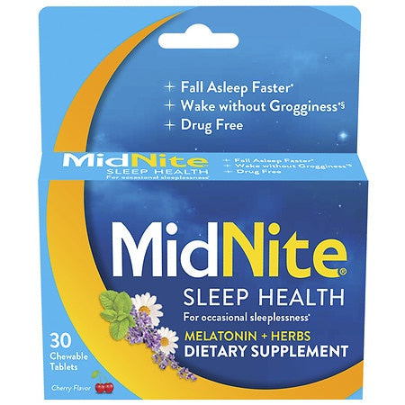 MIDNITE SLEEP HEALTH (MELATONIN + HERBS) CHERRY FLAVOR 30 CHEWABLE TABLETS