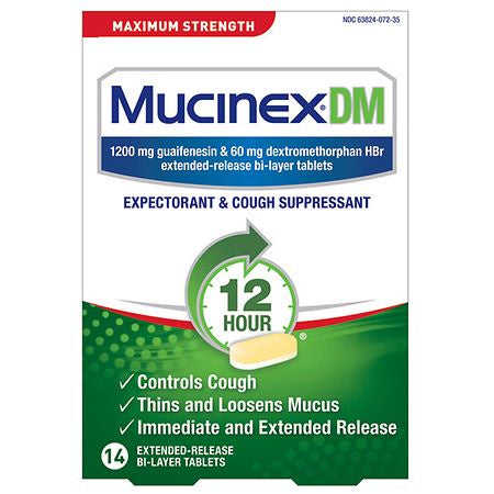 MUCINEX DM EXPECTORANT & COUGH SUPPRESSANT 12 HOURS 14 TABLETS