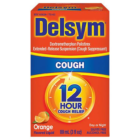 Delsym 12 Hr Cough Relief Liquid - Dextromethorphan - Orange - 3 fl oz