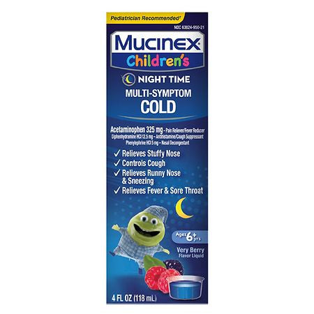 MUCINEX CHILDREN'S NIGHT TIME MULTI-SYMPTOM COLD 4 OZ