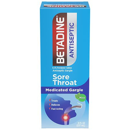 BETADINE ANTISEPTIC SORE THROAT GARGLE MINT 8 OZ