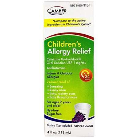 Allergy Relief - Cetirizine HCL Oral Solution - 4 OZ Grape Flavor