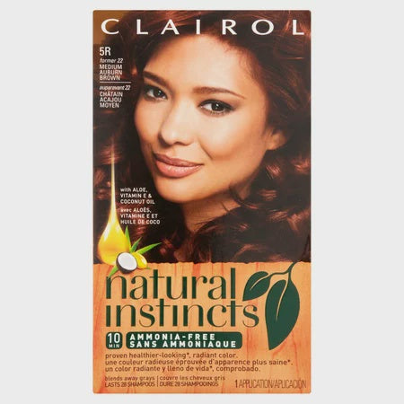 CLAIROL NATURAL INSTINCTS CREME #5R MEDIUM AUBURN BROWN 1 APPLICATION