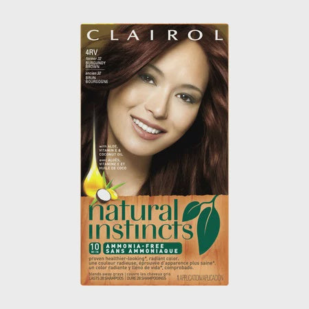 CLAIROL NATURAL INSTINCTS CREME #4RV BURGUNDY BROWN 1 APPLICATION