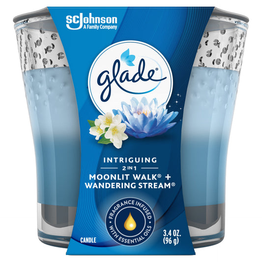 Glade 2in1 Jar Candle 1 CT, Moonlit Walk & Wandering Stream, 3.4 OZ. Total, Air Freshener