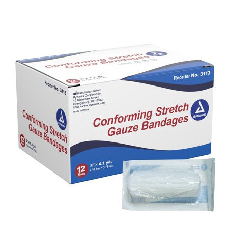 CONFORMING STRETCH GAUZE 3X4.1 YDS 12 ROLLS - BOX - DYNAREX