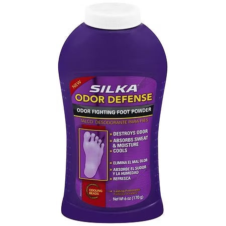 SILKA ODOR DEFENSE FOOT POWDER 6 OZ