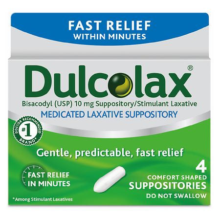 DULCOLAX BISACODYL 10 MG SUPPOSITORY 4 CT