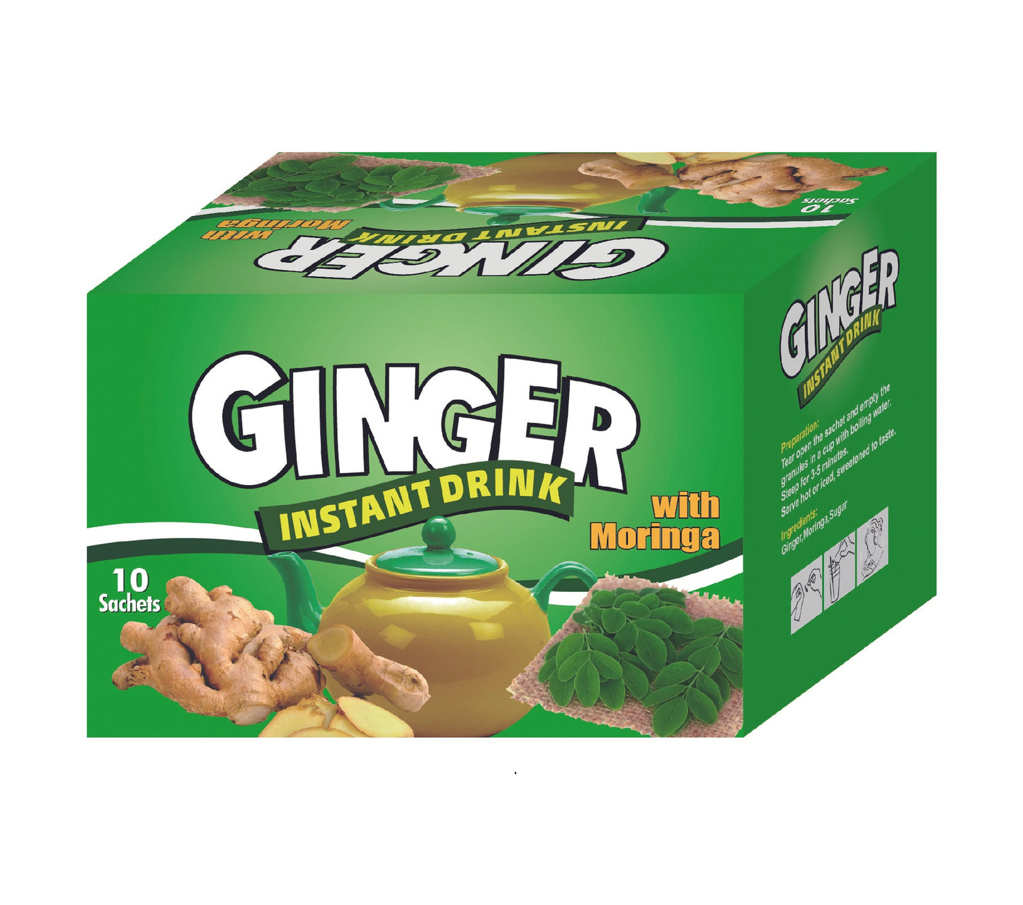 INSTANT GINGER TEA WITH MORINGA 10 SACHETS