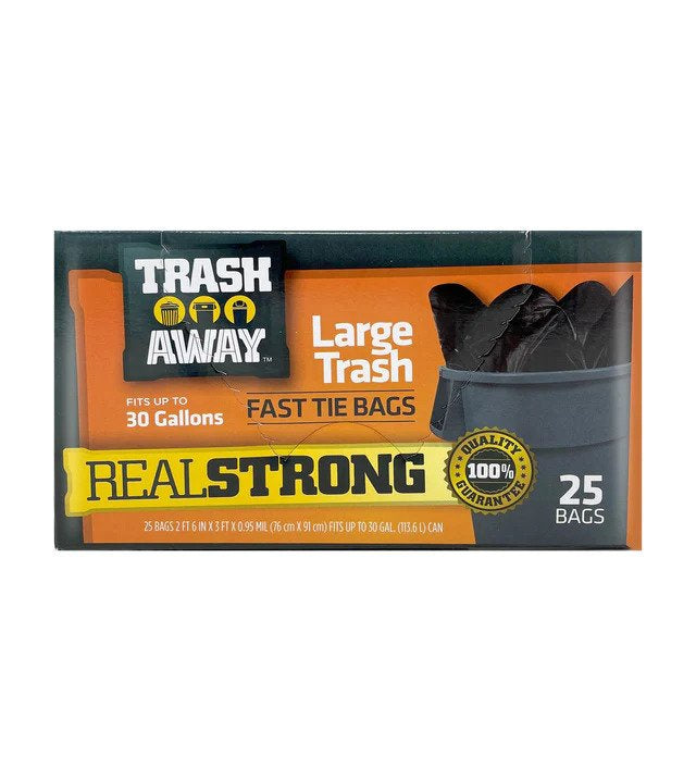 TRASH AWAY FAST TIE TRASH 30GL BLACK 25CT