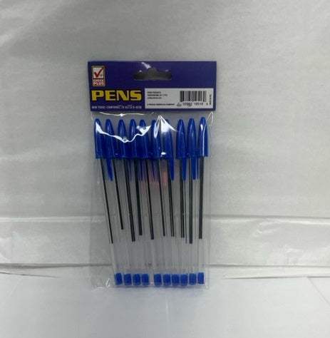 CHECK PLUS BLUE BALL PENS /10 PK