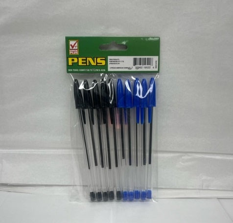 BALL PENS 10 PK 5BLUE/5BLACK COMBO