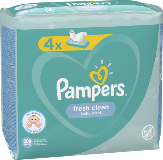 PAMPER BABY WIPES FRESH CLEAN 208CT