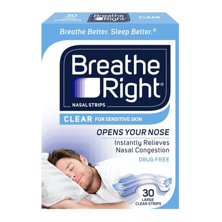 BREATHE RIGHT NASAL STRIPS CLEAR 30 SM/MED